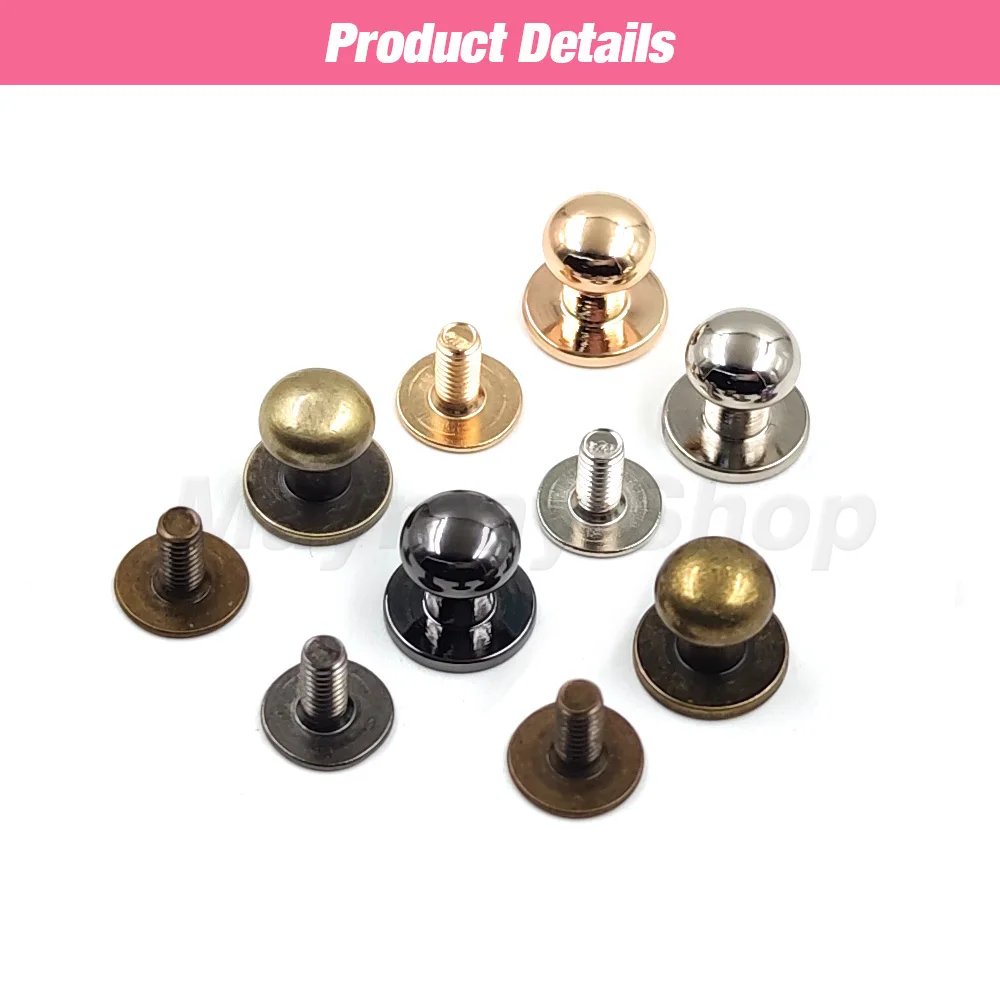 Round Ball Head Post Studs Brass Buttons Chicago Screwback Nail Rivet 5-10pcs Leather Bag Craft Hardware DIY Accessories Buckles metal rivets copper rivets metal studs leather rivets metal brads