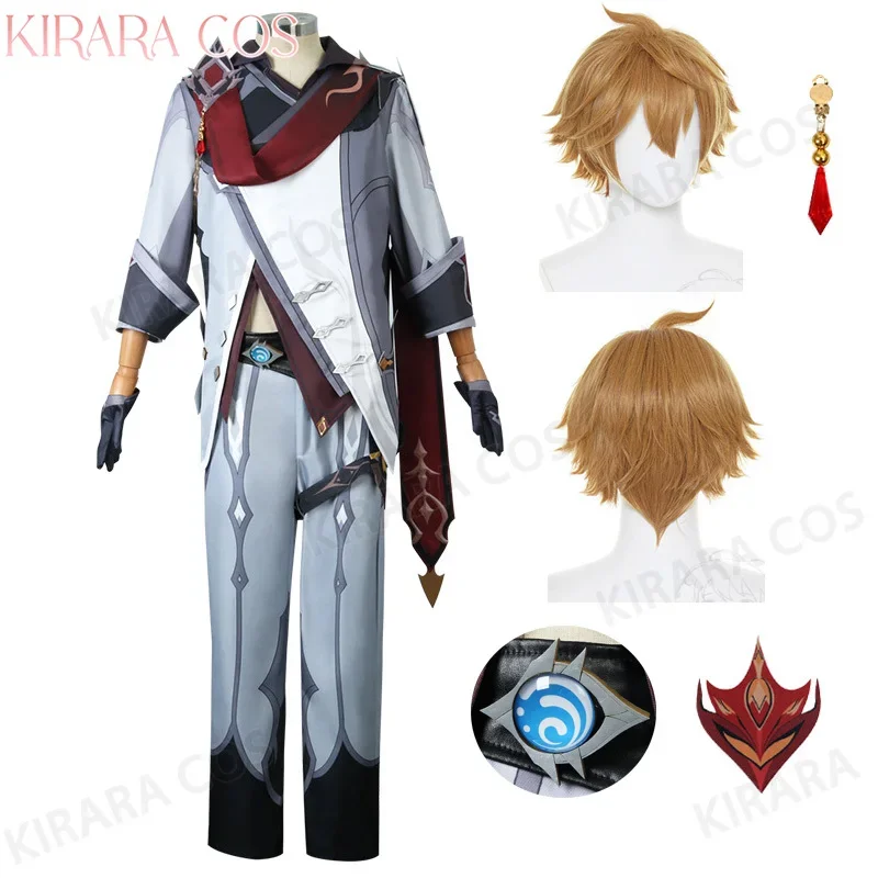 

Tartaglia Cosplay Costume Wig Full Set Men Carnival Outfit Impact Tartaglia Cosplay Costumes