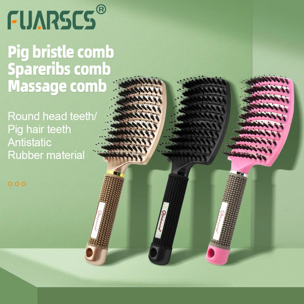 

Hair Brush Women Massage Comb Anti-hair Loss Hairbrush Bristle&Nylon Women Wet Curly Detangle Hair Brush Hairdressing Salon Tool