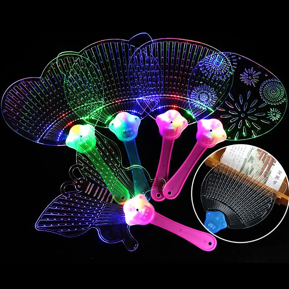 

1 Pcs Cute Light-emitting Fan Butterfly Bee LED Light-emitting Flashing Flat Hand Fan Toys Concert Party Gifts For Children