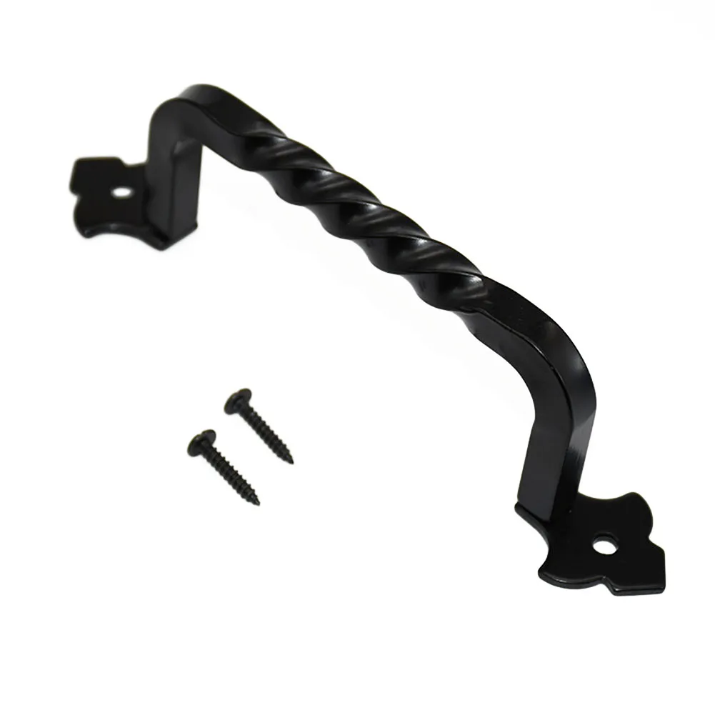 

Door Handle Vintage Black Iron Door Handles for Barn Door Garage Door Screen Door Heavy Duty and Easy to Install