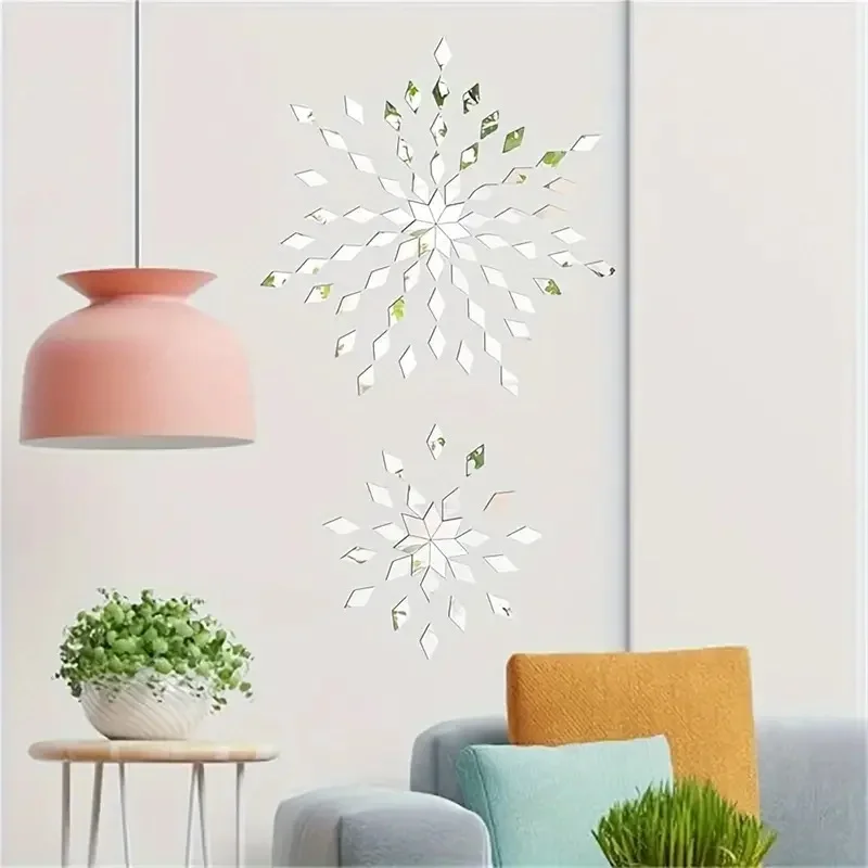 Wall sticker mirror wall sticker acrylic mosaic tiles sticker DIY craft diamond shape mirror sticker Acrylic mirror mosaic tile Self adhesive art wall door decoration 100pcs