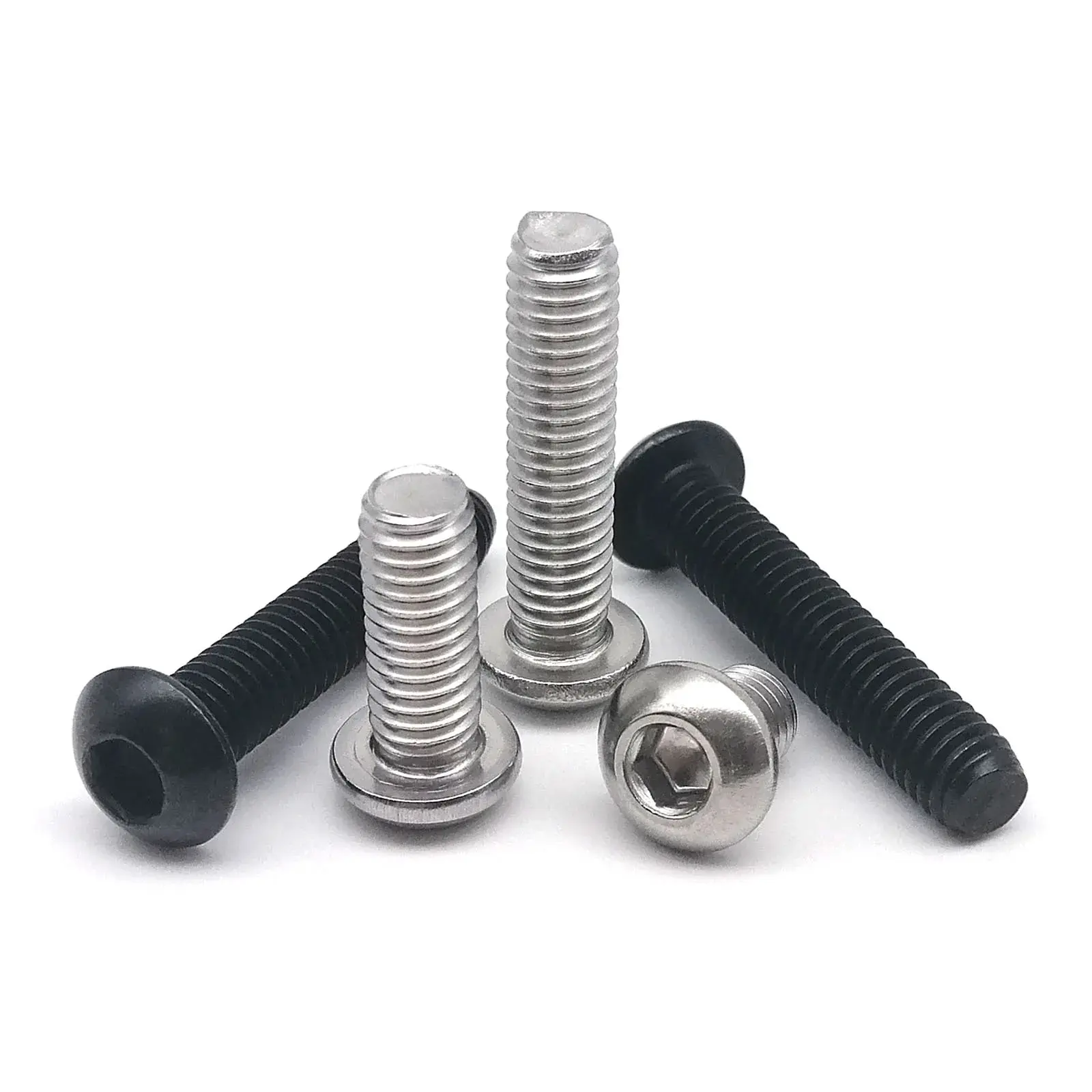 Hexagon Socket Head Bolt M1.6 M2 M2.5 M3 M4 M5 M6M8 Hexagon Hex Socket Head Button Allen Bolt Screw 304 A2 Stainless Steel Black Grade 10.9 Steel ISO7380