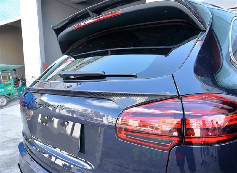 For Porsche Cayenne 985.2 GTS S 2015 2016 2017 Real Carbon Fiber Spoiler High Quality Rear Wing Trunk Door Top Roof Splitter - - Racext 49