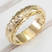 14 k Gold color Suspended Carved Rose Flower Ring for women and men gold rings Women's jewelry rings Wedding Anniversary 2021 1