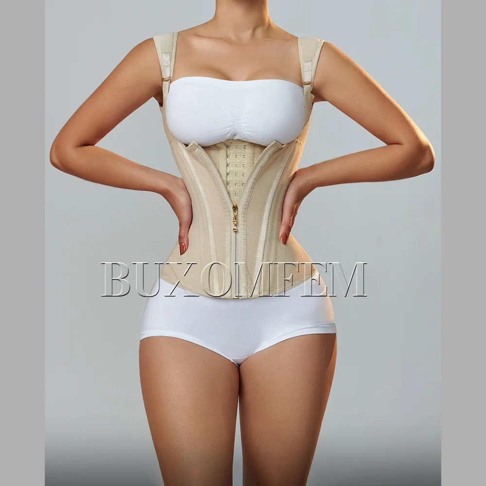 

Fajas Colombians Girdles with Row Buckle and Zipper Unique Postpartum BBL Corset Binder Waist Body Shaper for Women Post Surgery