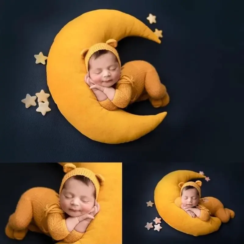 

Baby Moon Pillow Hat Posing Beans Stars Set Newborn Photography Props Infants Photo Shooting Accessories Photograph Fotografia