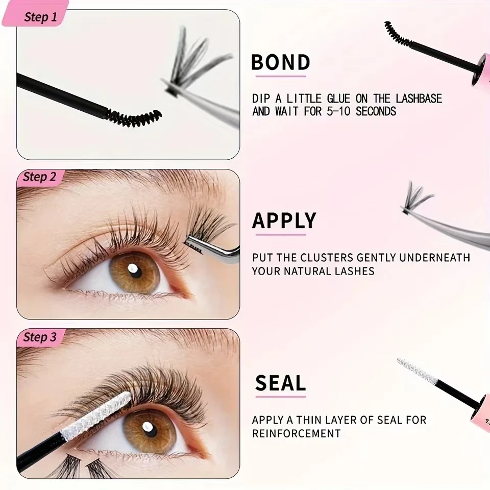 Lash Bond and Seal for Cluster Lash Glue 2in1 Glue Lasting Waterproof Clear Coating Raincoat Strong Tasteless DIY10 ML Glue 6