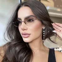 Nouveau y2k Vintage sans monture ovale lunettes de soleil femmes pour hommes marque de luxe concepteur lunettes de soleil Punk populaire boule de métal Sexy lunettes 6