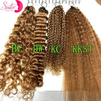 50g/Pack Kincky Curly Crochet Human Hair Extensions 30# Ombre Deep Wave Knotless Pre-Separated Crochet Feather Hair Extensions 1