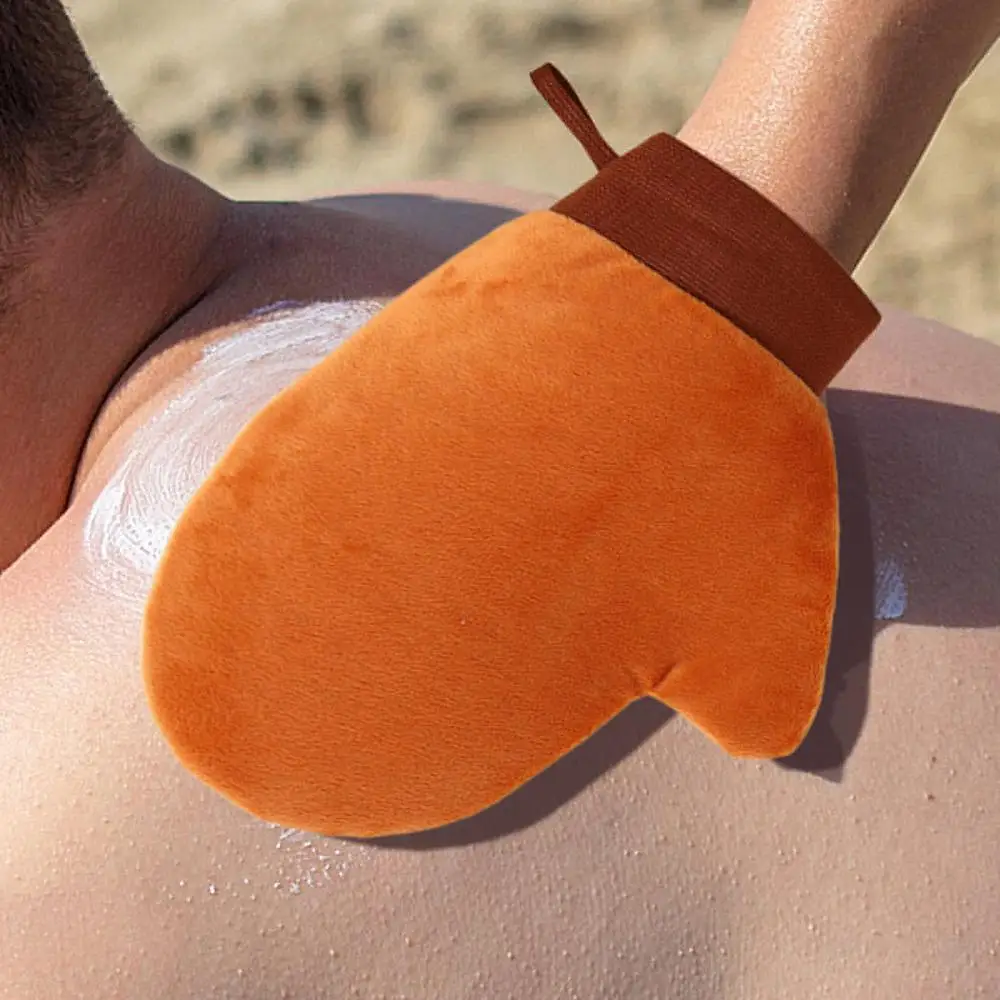 Tan Mitt Körperlotion-Handschuh, selbstbräunender Handschuh, doppelseitig, verhindert klebrige Hände, Applikator, tragbarer, schnell trocknender, beflockter Handschuh – Detail 10