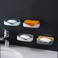 Drainage Soap Box Self-Adhesive Wall-Mounted Soap Storage Box Creative No Punching Bathroom Supplies Organizing Storage Shelf 1