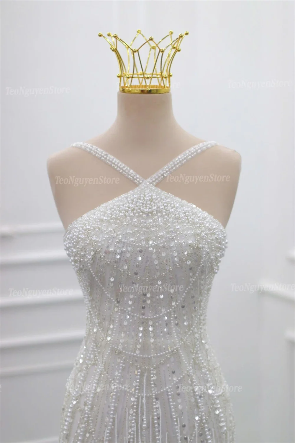 Kyoto Customized Shiny Beading Mini Sheath Wedding Dress Halter Neck Sleeveless vestidos de novia White Luxury 2025Evening Dress