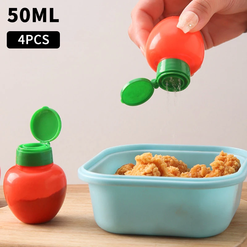 Description Picture 2 of item4pcs 50ML Mini Plastic Spice Jar Seasoning Jar Ajinomoto Dispenser Reusable Kitchen Salt Pepper Seasoning Bottle Bento Decor