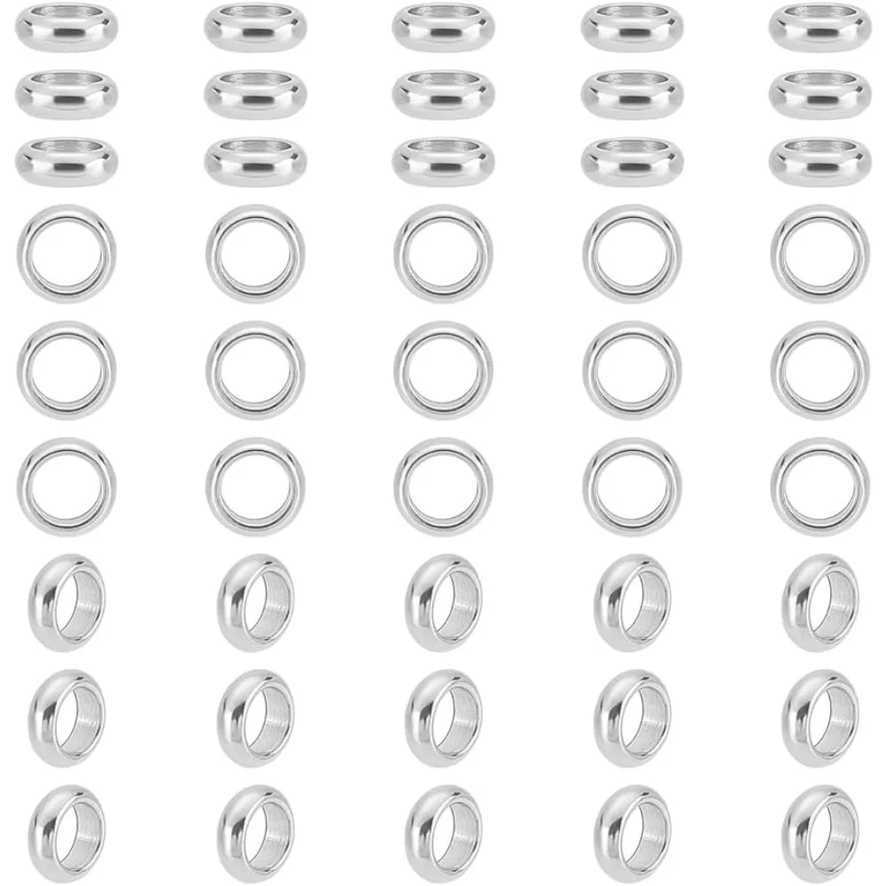 

100pcs 6mm Metal Spacer Beads Stainless Steel Loose Beads Large Hole Spacer Bead Smooth Surface Loose Beads Finding for DIY