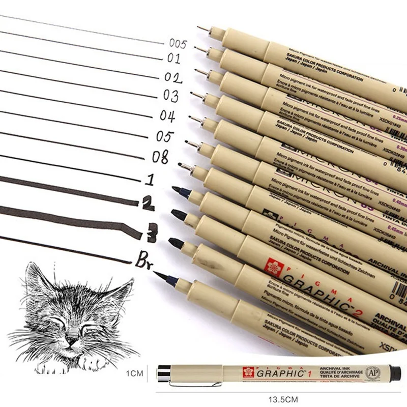 Pen Marker Pigma Micron Pen Neelde Drawing Pen 003-3.0 Brush Art Markers Drawing Sketch Supplies