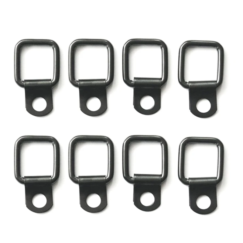 

D7WD 8Pcs Black D-Shape Pull Hook Tie Down Anchors Ring Tie Down Rings for Car Truck