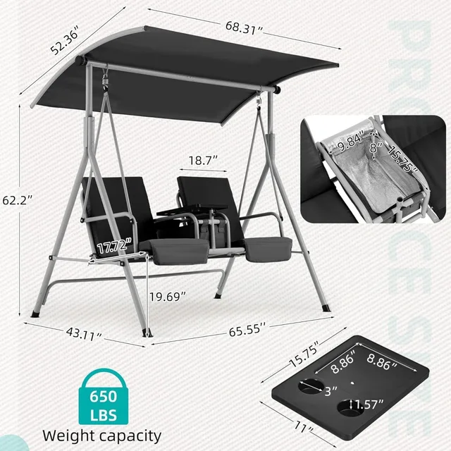 2-Seat Outdoor Porch Swing 4
