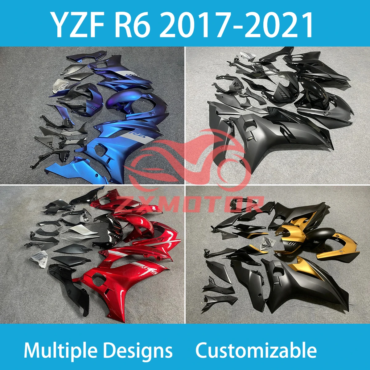 

Комплект обтекателей под давлением YZF R6 2017 2018 2019 2020 2021 комплект частей кузова мотоцикла Обтекатели для YAMAHA YZFR6 17 18 19 20 21