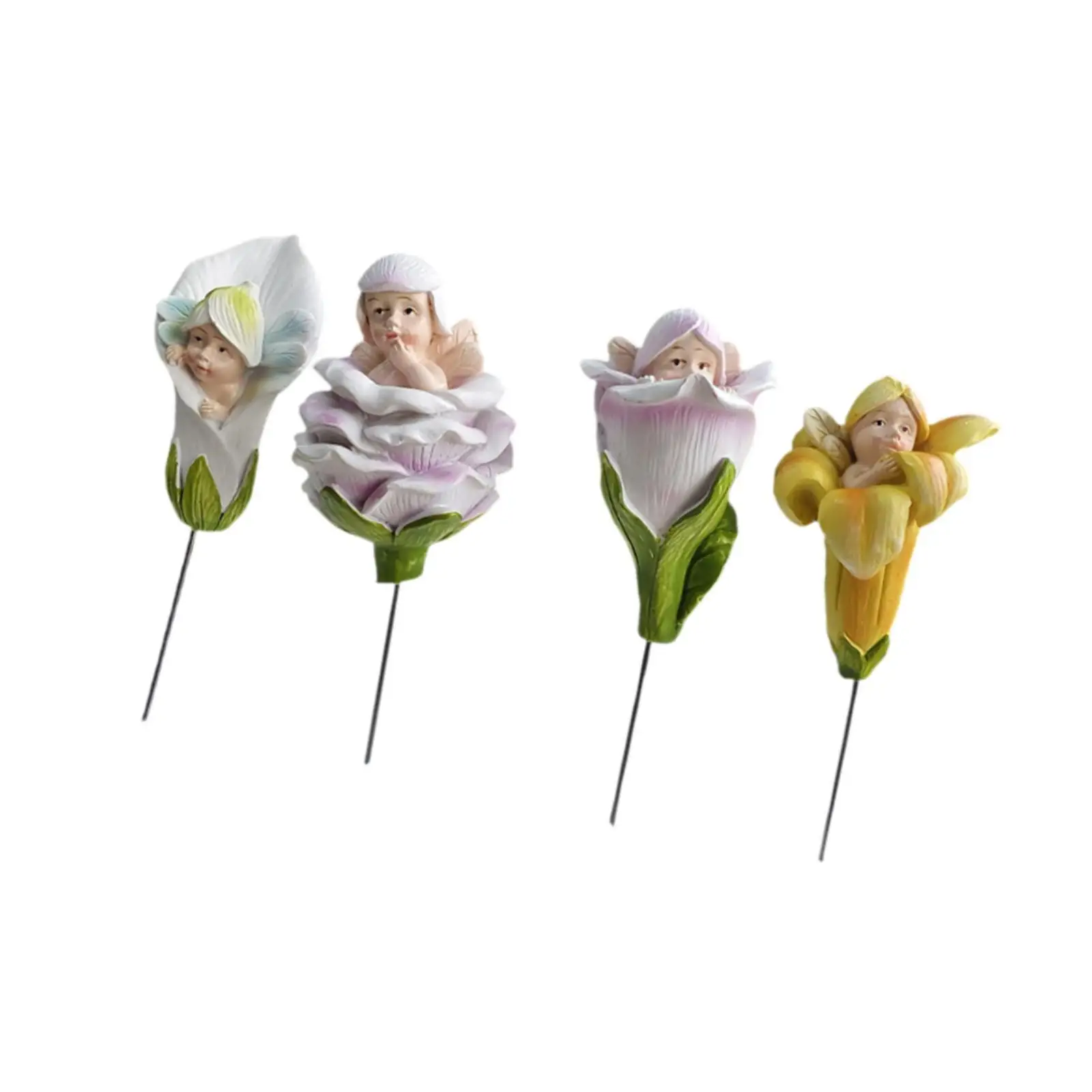 Fairy Garden Stakes Cute Creative Yard Decorations Resin Craft for Yard Planter Entrance Porch Lawn