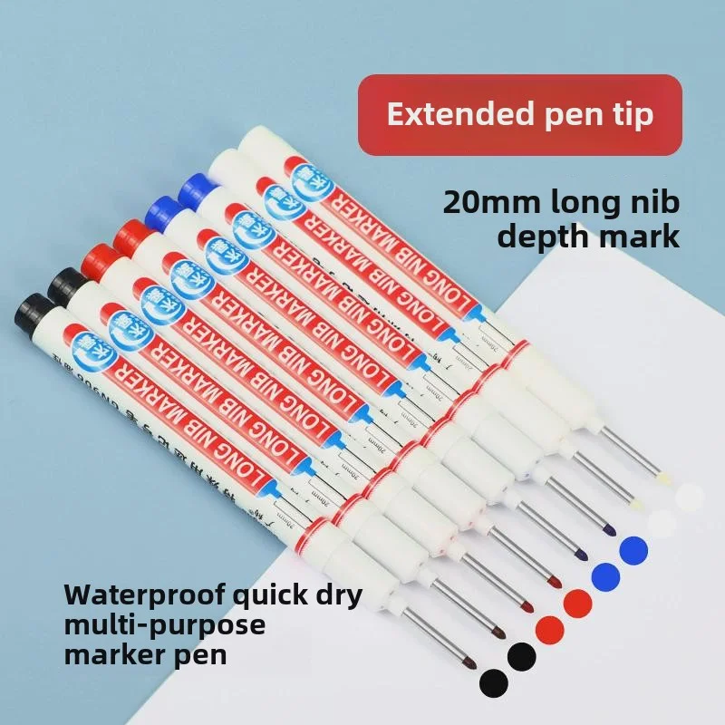 Waterproof 20mm Deep Hole Long Nib Markers Multipurpose Perforating Ideal for Metal Bathroom Woodworking Decoration 4Pcs/Set marker pens permanent markers markers pen long nib markers