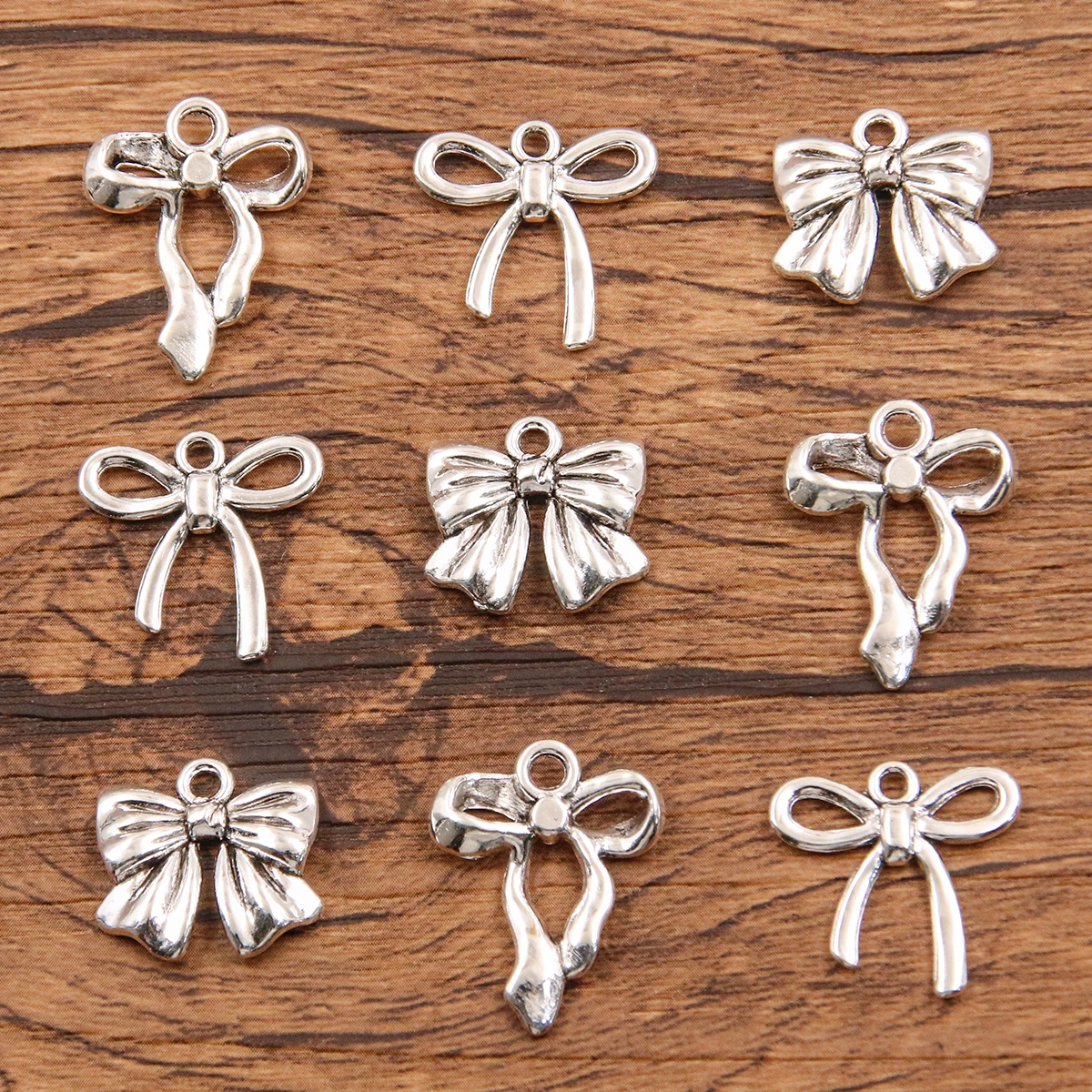 Metal Alloy Bow Charms 20Pcs 3 Style for Jewelry Making DIY