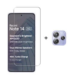 Premium Full Glue Tempered Glass Screen Protector with Camera Lens Film for Note 14 5G (1 Glass and 1 Lens)