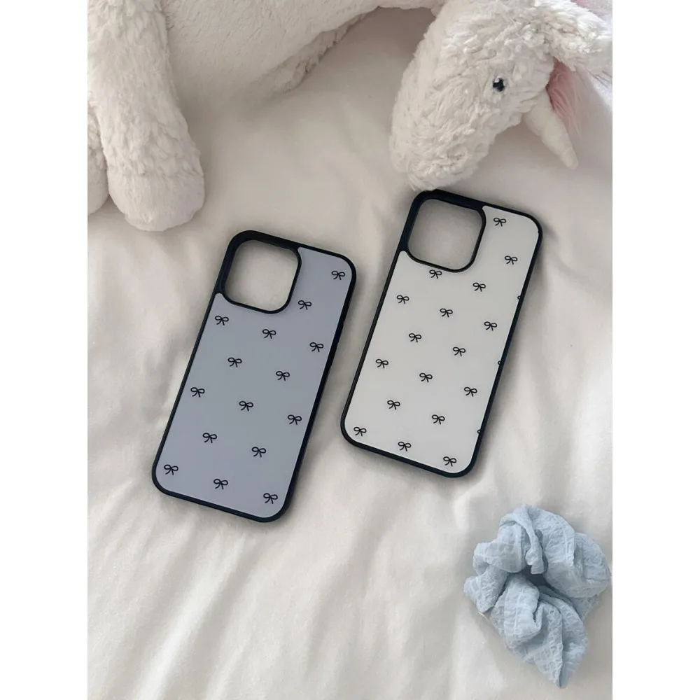French Retro Elegant Ribbon Silver Edge Epoxy Anti-Drop Phone Case