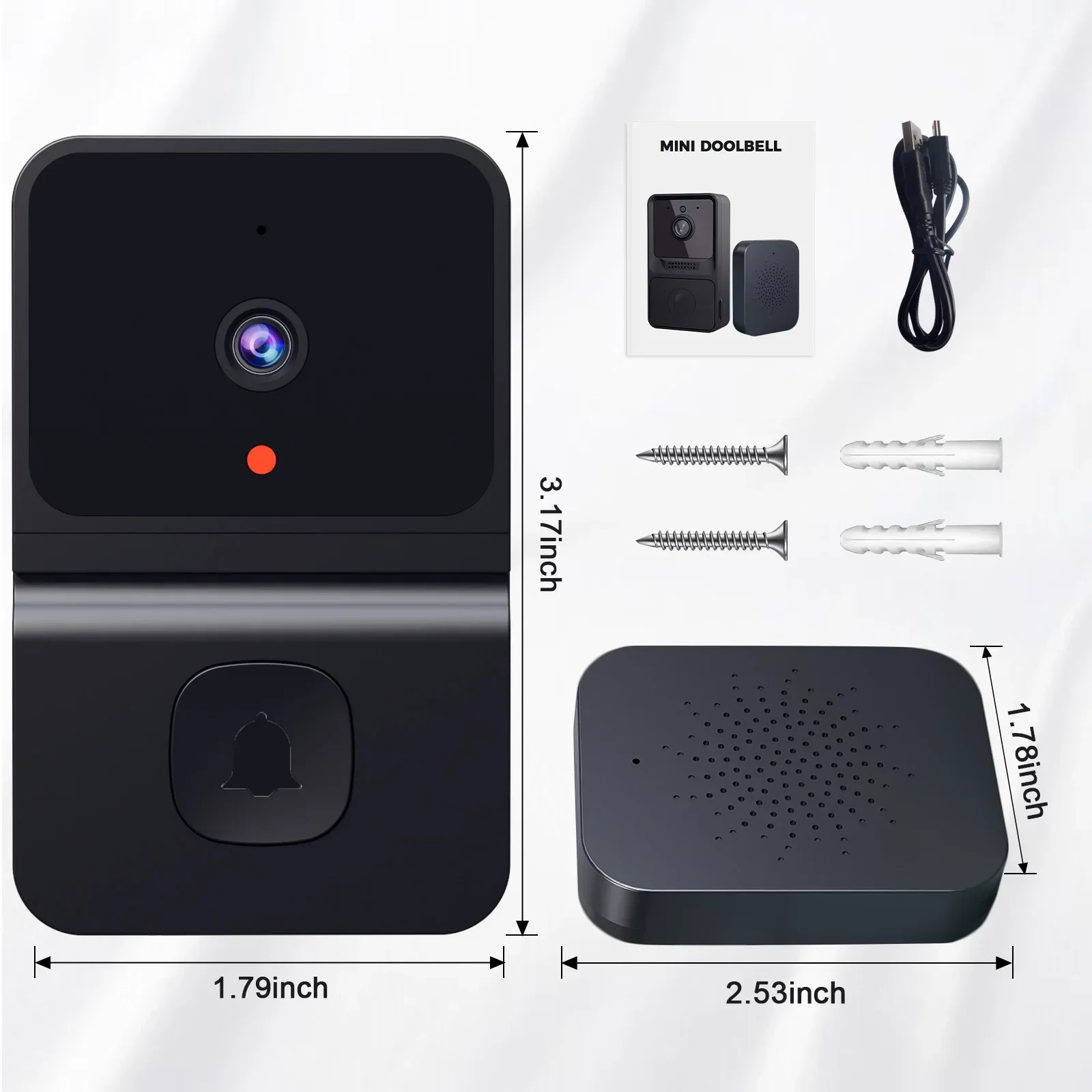 Wireless Visual Smart Security Doorbell 1080P High Resolution Camera Video Doorbell Infrared Night Vision Real-time Monitoring