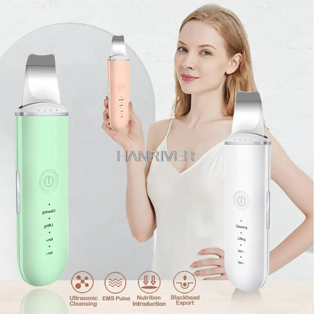 Facial Cleansing Ultrasonic Scrubber Blackhead Remover Face Cleaning Ultrasonic Cavitation Peeling Shovel Beauty Skin Face Care