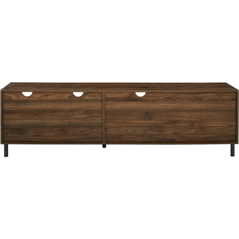 Walker Edison Uptown Modern 2 Drawer Low Profile Stand for TVs up to 80 Inches, 70 Inch, Dark Walnut 6