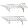 Garage Wall Shelf Two-Pack White or Hammertone | Three Size Options | Includes Bike Hooks | 500lb Weight Capacity 1
