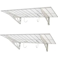 Garage Wall Shelf Two-Pack White or Hammertone | Three Size Options | Includes Bike Hooks | 500lb Weight Capacity 1
