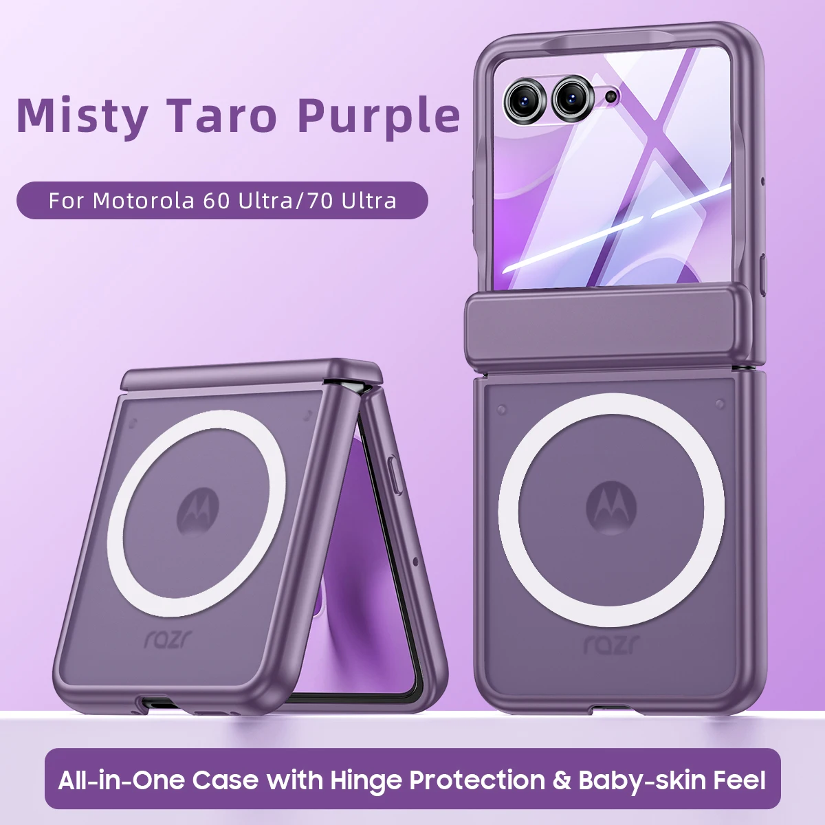Magnetic Transparent Tempered Glass Phone Case with Matte Clear Cover