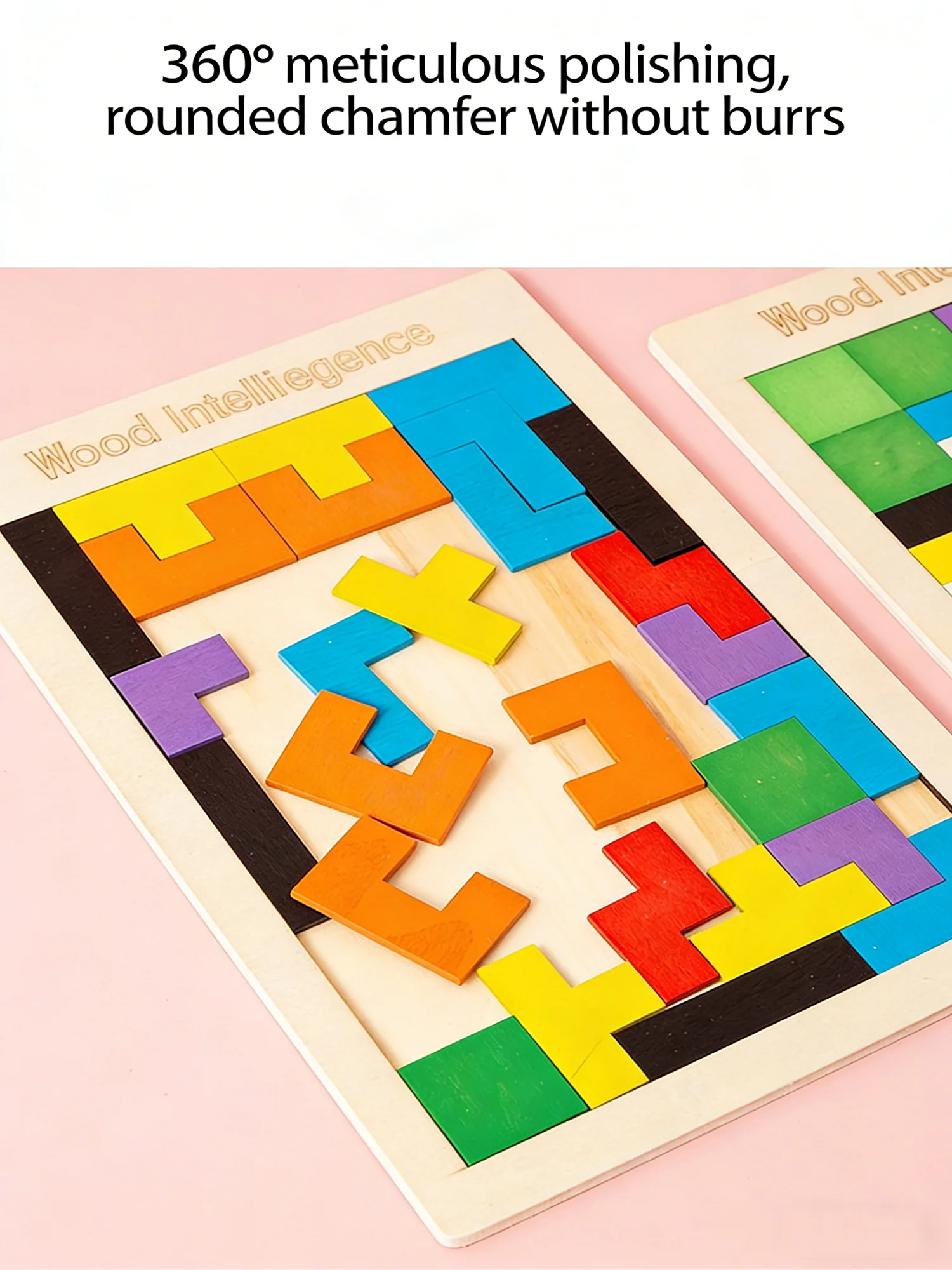 Hölzernes 3D Russisches Bauklötzchen-Puzzle, Bunte Geometrische Bausteine, Gehirntraining-Spiel, Kinderpuzzle-Spielzeug – Detail 3