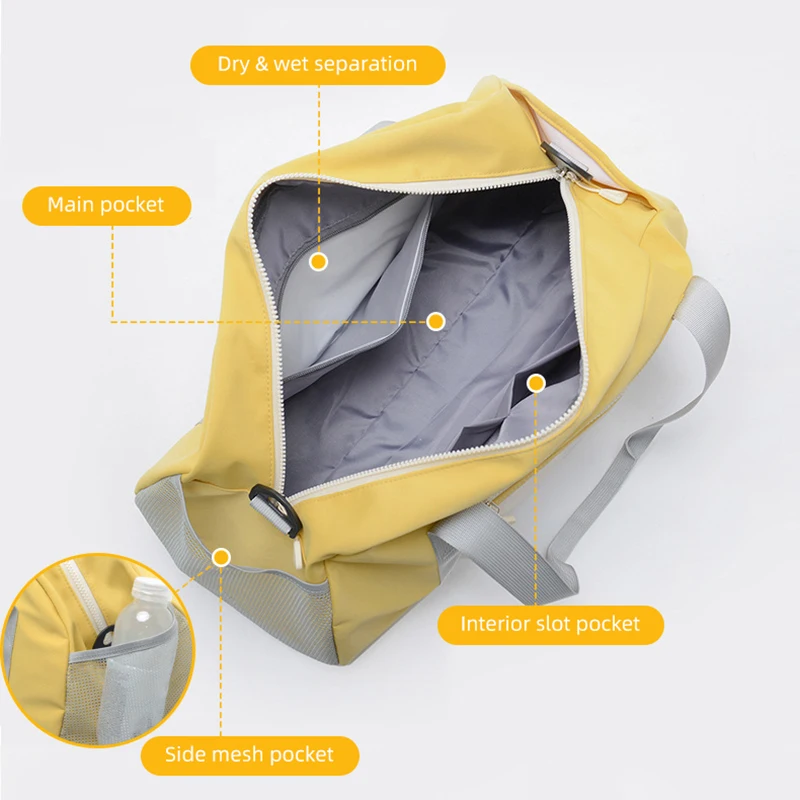Women Yoga Handbag Dry Wet Separation Storage Pack Short Trip Duffel Bags Shoulder Packs Large Capacity Sports Fitness Bag