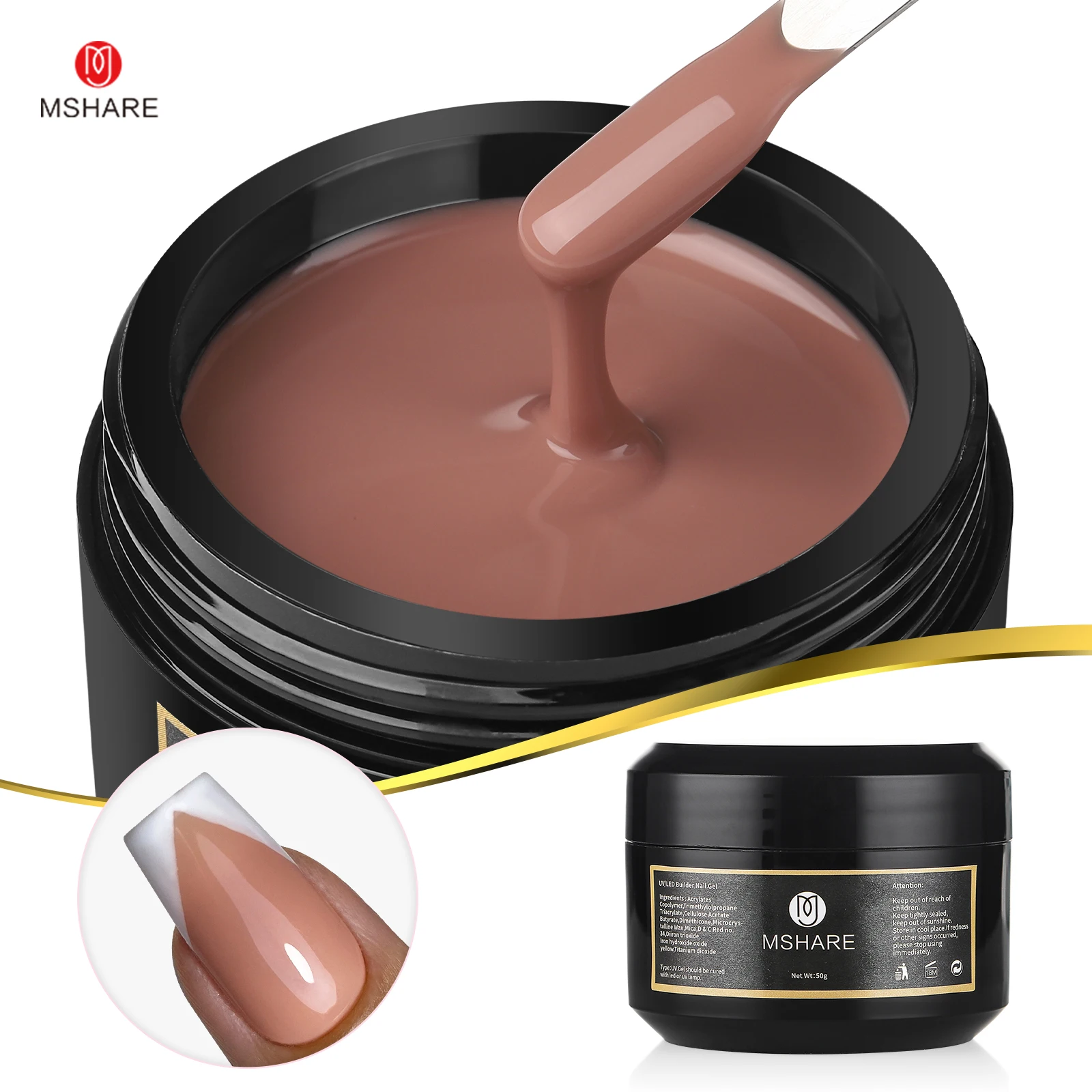 MSHARE 50g Milky White Natural Pink Builder Nail Gel for Nails Extension Overlay Running Thin Liquid Gel in Jar 2