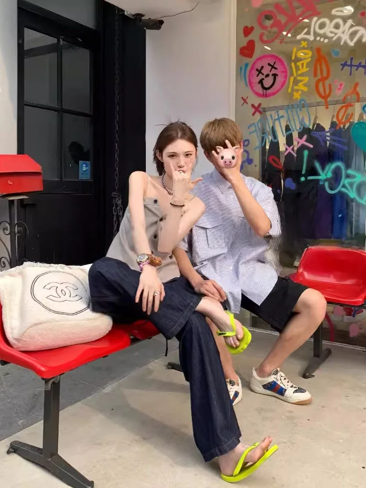 임산부용 청바지 여름용 얇은 실크 통기성 캐주얼 데님 루즈핏 배 받침 와이드 레그 스트레이트 컷 팬츠 아우터웨어