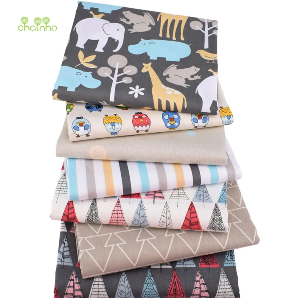 Chainho,Printed Twill Weave Cotton Fabric,DIY Sewing Quilting Material,Patchwork Cloth,Cartoon Series,7 Designs,2 Sizes,15C226