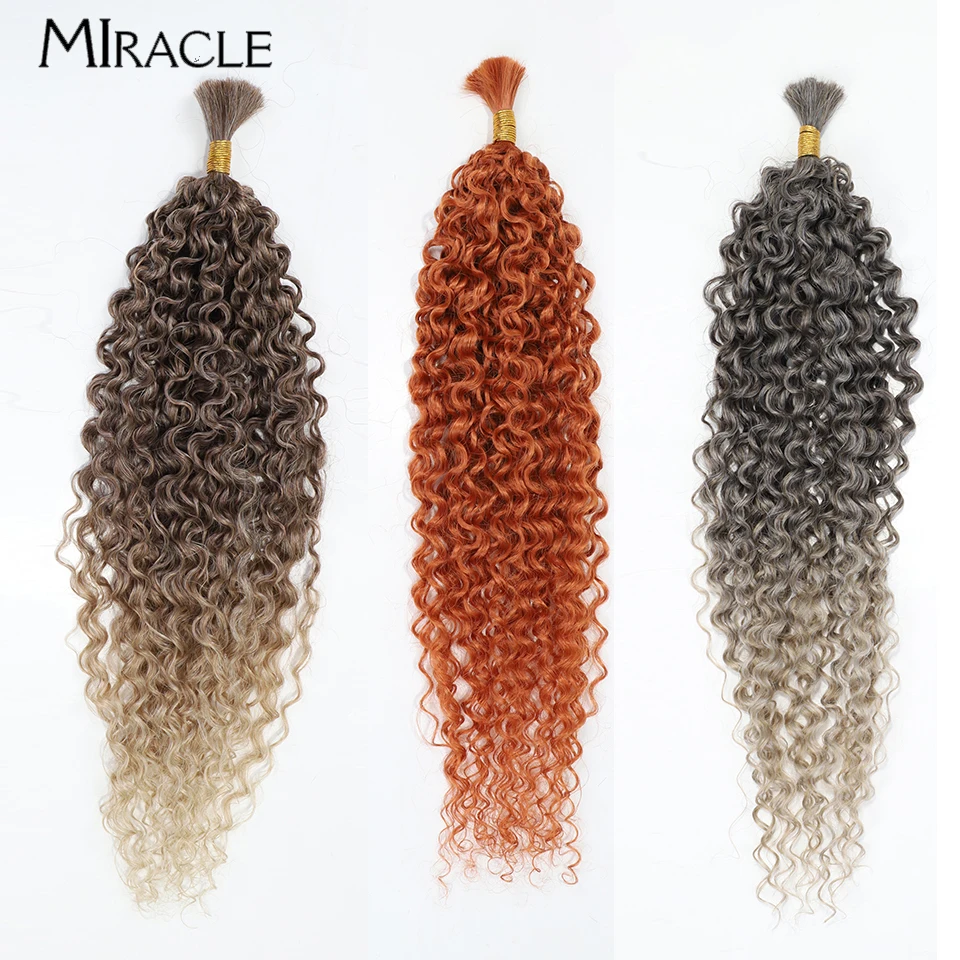 MIRACLE 20‘’  2PCS Afro Curls Hair Extensions Women Ginger Ombre Blonde Crochet Hair Cosplay Braiding Hair Synthetic Fake Hair
