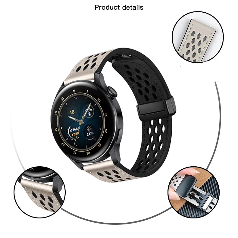 Premium Leather Magnetic Watch Strap - 20mm/22mm Band, Elegant and Versatile Bracelet Accessory