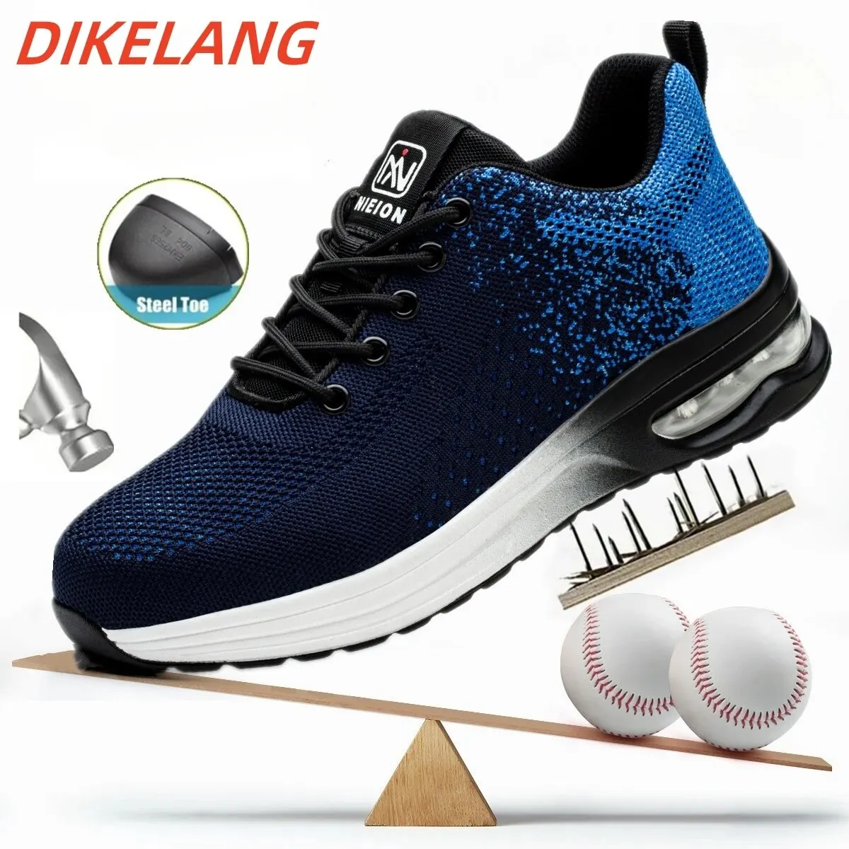 Air Cushion Work Safety Shoes For Men Women Breathable Work Sneakers Steel Toe Shoes Anti-puncture Safety Protective Shoe