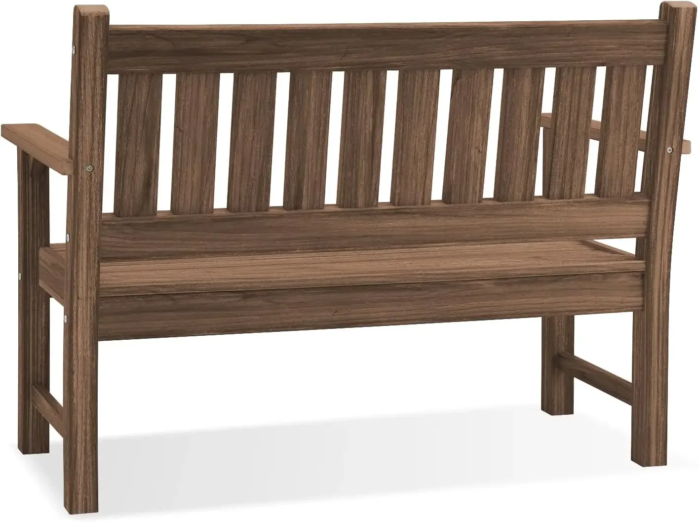 NEW-Outdoor Bench, 2-Person Garden Bench, Poly Lumber Patio Bench for Outdoors, Porch, and Park (Brown)