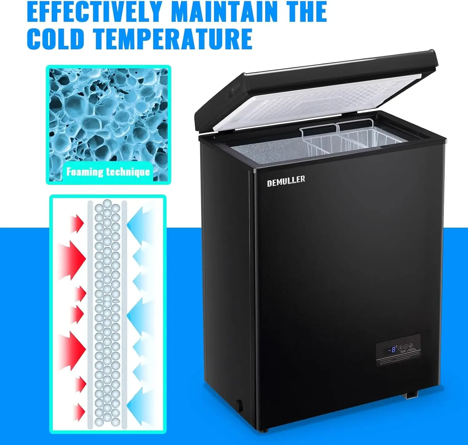 Chest Freezer 4.0 CU. FT Ultra-low Temperature Deep Freezers (Down to -12-50℉) with TWO Removable Baskets Accurate