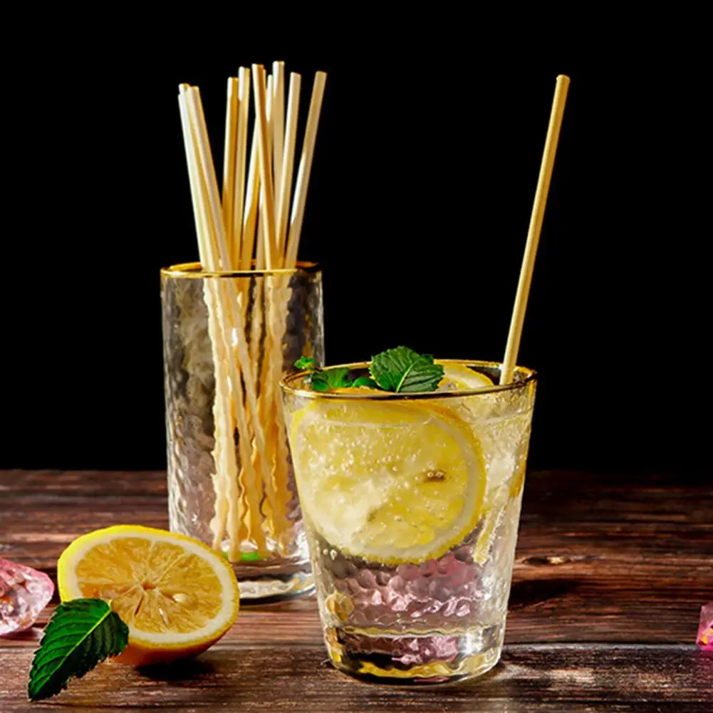 300 Pcs Wood Straws Food Grade Multipurpose Reusable Compostable Drink Chemical-free Bamboo Biodegradable Straws Party Supplies