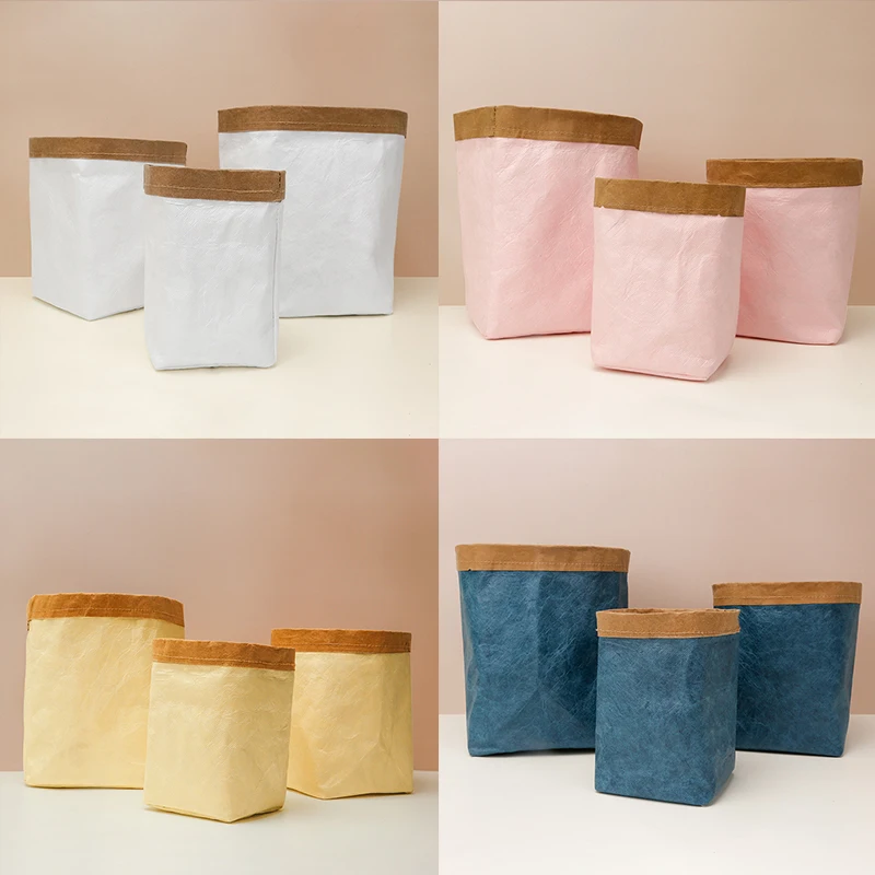 

1PC Cosmetics Storage Box Desktop Storage Box Kraft Paper Flower Pot Pen Container Flowerpot Cover Home Decoration