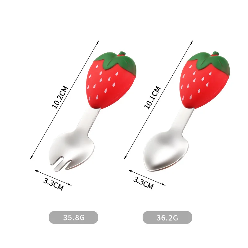 304 Stainless Steel Children's Tableware Baby Learning Eat Prevent Scalding Falling Practice Auxiliary Food Spoon Baby Feeding Spoons