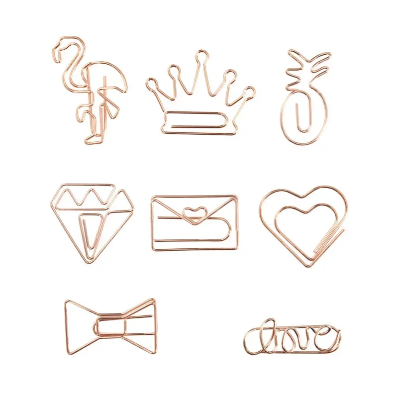 Metal Paperclips Multiple Cartoon Heart Styles Paper Clip Book Scrapbook Planner Page Bookmark Binder Clip Stationery 10pcs/set Paper clips mini bookmark