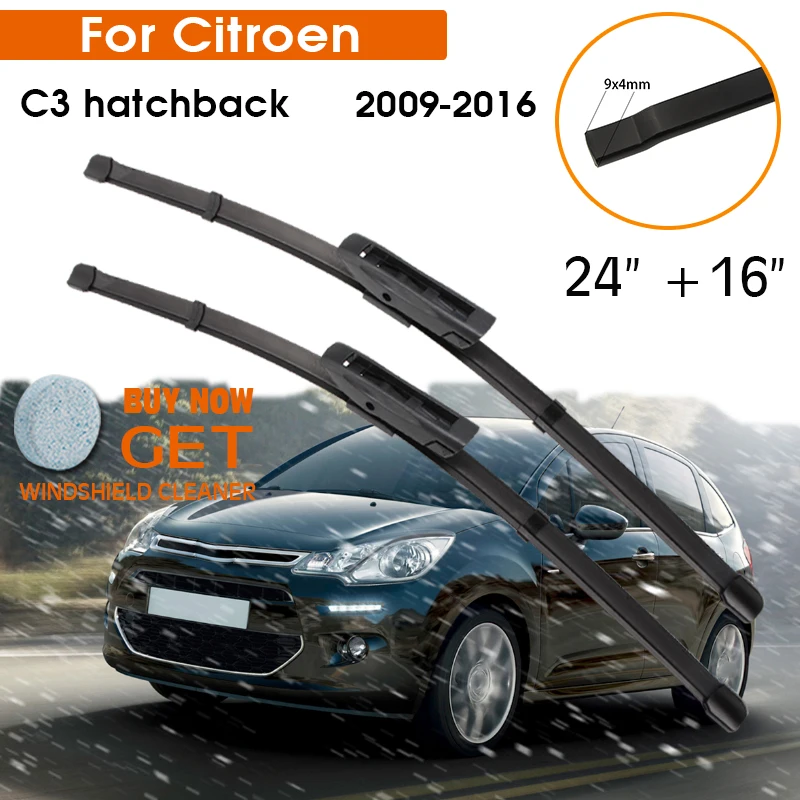 Car Wiper For Citroen C3 hatchback 2009 2016 Windshield Rubber Silicon Refill Front Window Wiper