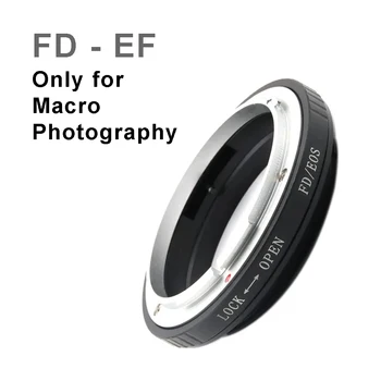 FD-EF per obiettivo Canon FD / FL e anello adattatore per montaggio su fotocamera EOS EF / EF-S con leva di apertura per fotografia macro